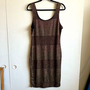 HUATE MONDE Gold and Black Stretchy Dress - 2XL